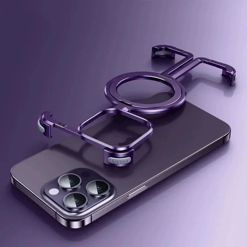 iPhone Series  Edgeless Metal Magnetic Holder Phone Case