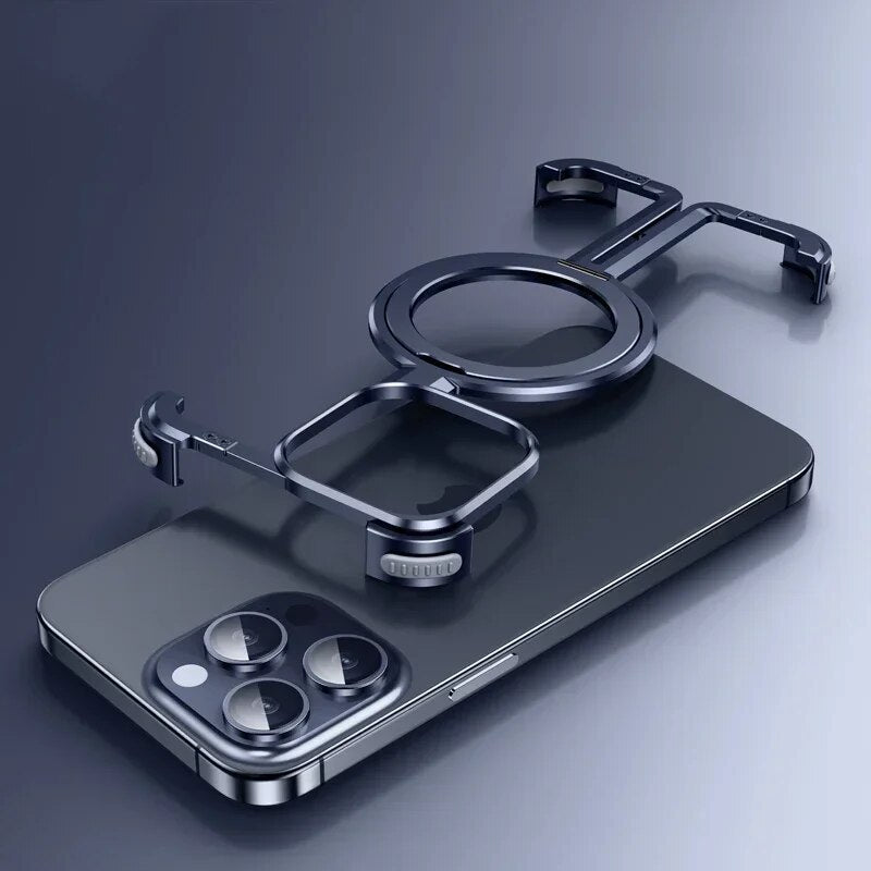 iPhone 13 Series  Edgeless Metal Magnetic Holder Phone Case